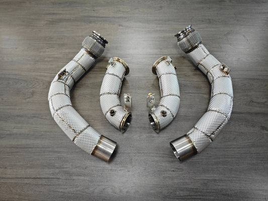 BMW X5M/X6M F9X Race Downpipes with HeatShield